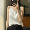 レディース キャミソール サテン サテンの サスペンダー 2025 夏の 女性 服の v ネックの 肩の ベルトの 中に 袖なしの 感の 上着の サスペンダーの 小さい ベストを 掛けます。