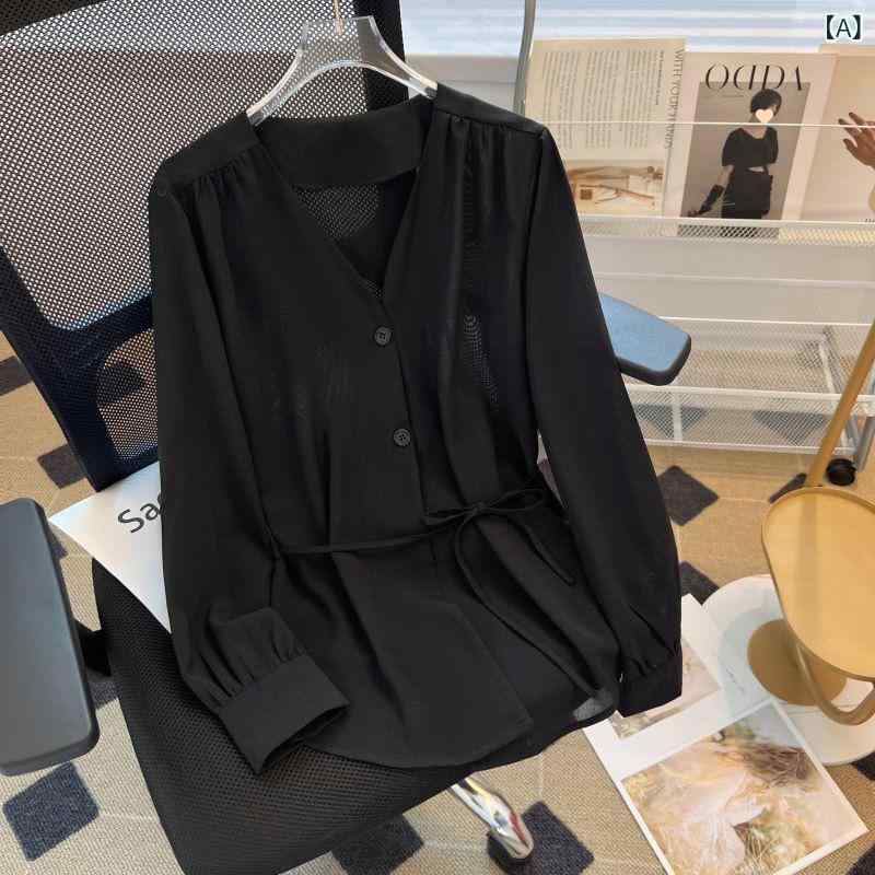 レディース チュニック シャツ 半袖 レディース チュニック シャツ 半袖 秋 シフォンシャツ レディーストップス スリムフィット 襟 レースアップ ウエスト スタイル シャツ