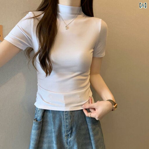 レディース チュニック シャツ 半袖 レディース チュニック シャツ 半袖 ハーフ タートルネック 半袖 Tシャツ レディース スリム ショート ウエスト プリーツ 夏 スタイル ボトムインナー トップ レディース チュニック シャツ 半袖 レディース チュニック シャツ 半袖 ハーフ タートルネック 半袖 Tシャツ レディース スリム ショート ウエスト プリーツ 夏 スタイル ボトムインナー トップ