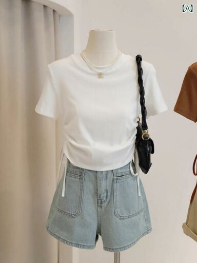 レディース チュニック シャツ 半袖 レディース チュニック シャツ 半袖 夏の 女性用 右 肩 巾着 半袖 Tシャツ 韓国 ウエスト プリーツ スリム レースアップ トップx2 レディース チュニック シャツ 半袖 レディース チュニック シャツ 半袖 夏の 女性用 右 肩 巾着 半袖 Tシャツ 韓国 ウエスト プリーツ スリム レースアップ トップx2