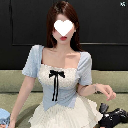 レディース チュニック シャツ 半袖 レディース チュニック シャツ 半袖 フレンチ リボン 半袖 Tシャツ レディース 夏な ホット ガール スクエアネック スリム ウエスト ショート シック トップ レディース チュニック シャツ 半袖 レディース チュニック シャツ 半袖 フレンチ リボン 半袖 Tシャツ レディース 夏な ホット ガール スクエアネック スリム ウエスト ショート シック トップ