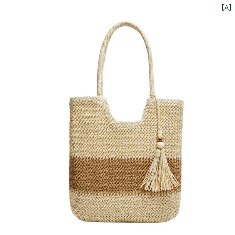 レディース カゴバッグ 2025 新型の 文芸 料理の かごの 包みの 女性は大容量の ファッションを つなぎ..