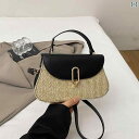 レディース カゴバッグ 休暇 風 編み 女性 バッグ 韓国 斜め ショルダーバッグ ファッション バッグ 質感 小方 バッグ 草 編み バッグ 定型 小包