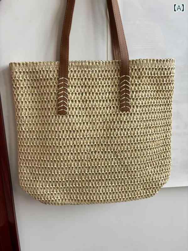レディース カゴバッグ ストロー バッグ リゾート 風 夏 織り バッグ レディース大容量 女子 学生 ショ..