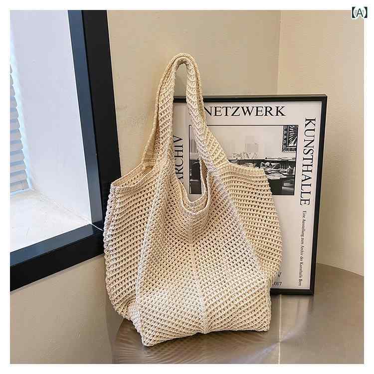 レディース カゴバッグ レディース カバンの 新型の 百合の ショルダーバッグの カジュアル 夏の 新型の 編み物の 草の 編みの 包みの 潮流の する 女子 学生の 包みの ファッション的な 包み