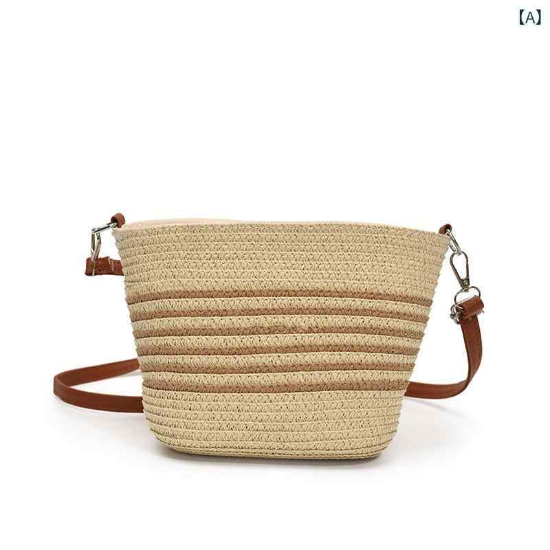 レディース カゴバッグ 草 編み バッグ 2025 新型 夏 レジャー大容量 バケツ バッグ ファッション 海辺 休暇 バッグ