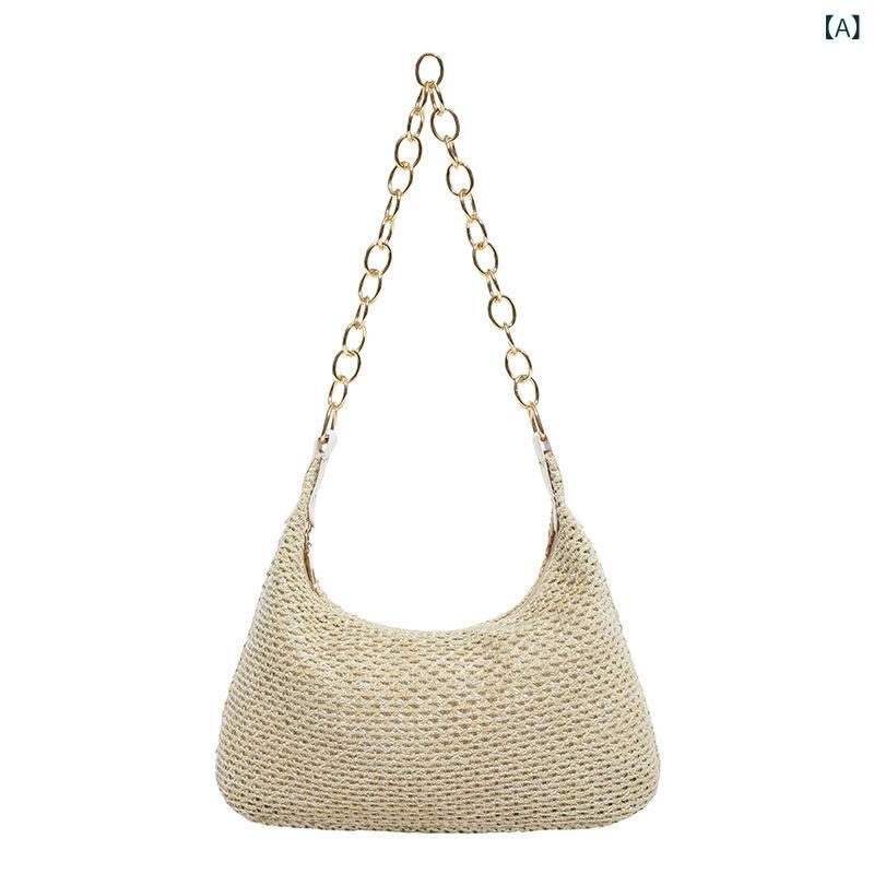 レディース カゴバッグ 韓国 イン レトロ 織 トートバッグ わら バッグ大容量 脇の 下 バッグ ショルダ..