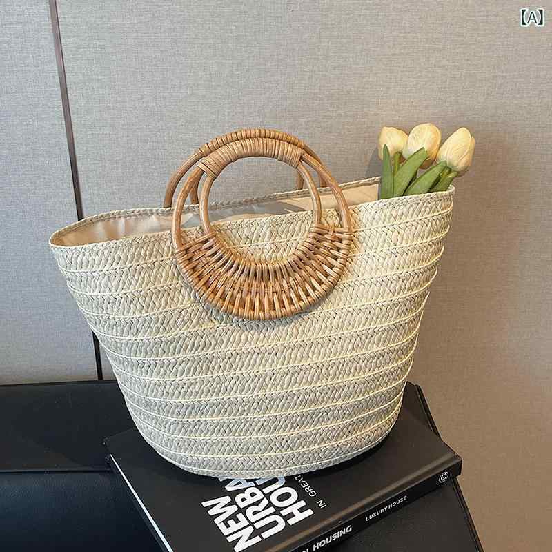 レディース カゴバッグ 大容量 編み 編み バッグ 女性 春夏 2025 野菜かご カジュアル 百合 手提げ 海辺 ビーチ バッグ