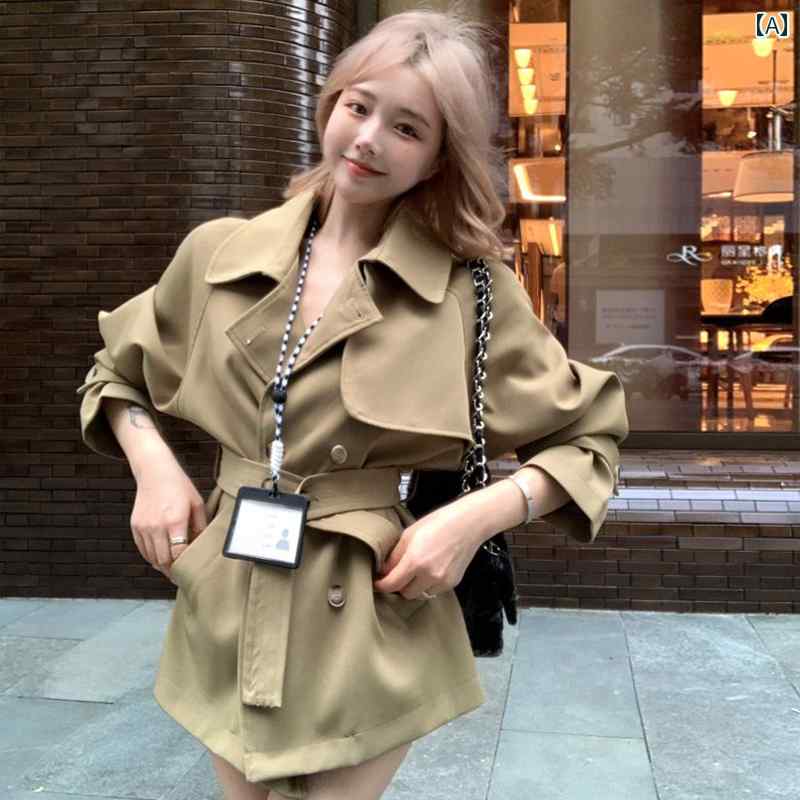 チュニック レディース カジュアル トップス おしゃれ ファッション トレンチ ウエスト シャツ カーディガン ジャケット コート 長袖 ミドル丈 秋 カーキ