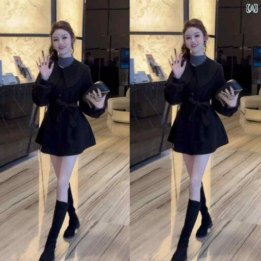 チュニック レディース おしゃれ ファッション ウエスト ジャケット コート ミドル丈 秋冬 ゆったり スリム 韓国 黒 グレー チュニック レディース おしゃれ ファッション ウエスト ジャケット コート ミドル丈 秋冬 ゆったり スリム 韓国 黒 グレー
