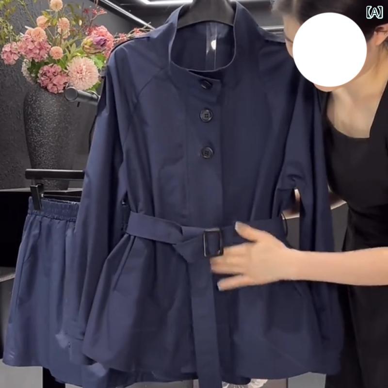 チュニック レディース トップス おしゃれ ファッション ウエスト ジャケット コート ミドル丈 秋 スリム 大きいサイズ 高級感 ブルー