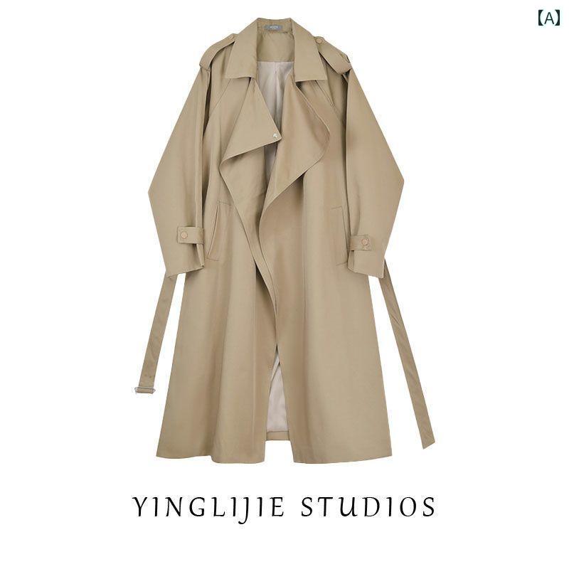 チュニック レディース おしゃれ ファッション ウエスト ジャケット コート ミドル丈 春秋 スリム 小柄向け 厚手 コットン 英国 カーキ ブラック