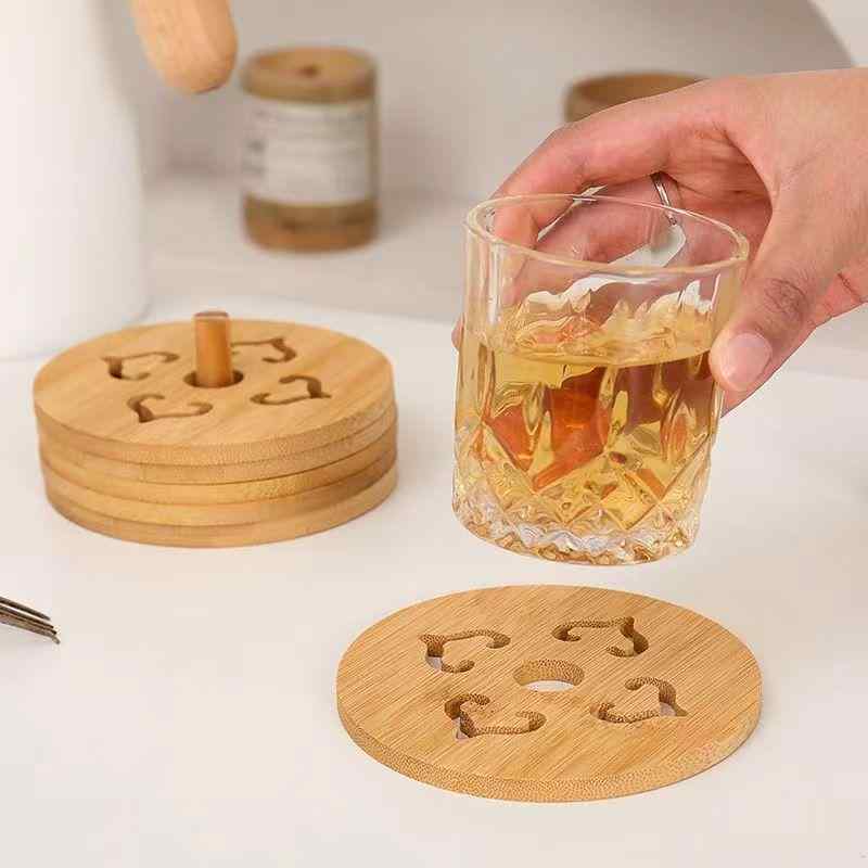 コースター ウォーターカップ デスクトップ 木製 テーブルマット ホットミルク コーヒー スープ 紅茶 ワイン お湯 家庭用 高温耐熱 断熱 やけど防止