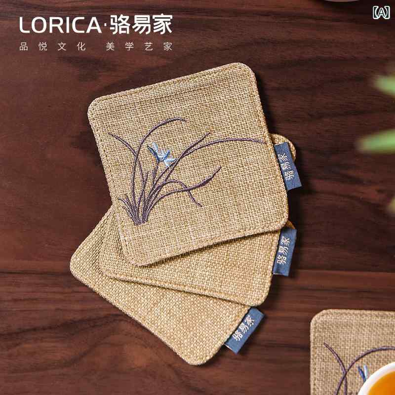 コースター ウォーターカップ デスクトップ ホットミルク コーヒー スープ 紅茶 ワイン お湯 茶道 断熱 中国式 ブルー ベージュ