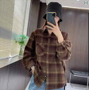チェック シャツ ブラウス ドロップショルダー 羽織り レディース トップス ジャケット 春 スリム 小柄向け 厚手 おしゃれ カジュアル シンプル アウター ファッション 万能 便利