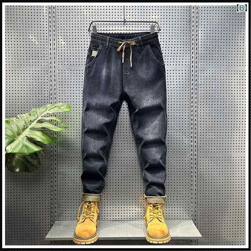 ウォッシュジーンズ メンズ 洗浄済み 立体仕立て カジュアル デニム ジッパー ストレート ゆったり ブルー ブラック