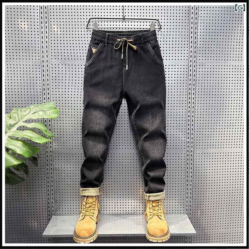 ウォッシュジーンズ メンズ 洗浄済み 立体仕立て カジュアル デニム ジッパー ストレート ゆったり ブルー ブラック