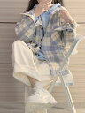 チェックシャツ ユニセックス 男女兼用 カジュアル ギンガム トップス ファッション メンズ レディース 春秋 長袖 ガーリー 起毛 爽やか カレッジ 学生 ゆったり ブルー グリーン