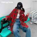 チェックシャツ ユニセックス 男女兼用 カジュアル ギンガム トップス ファッション メンズ レディース 春秋 長袖 hetinghome ゆったり レッド イエロー