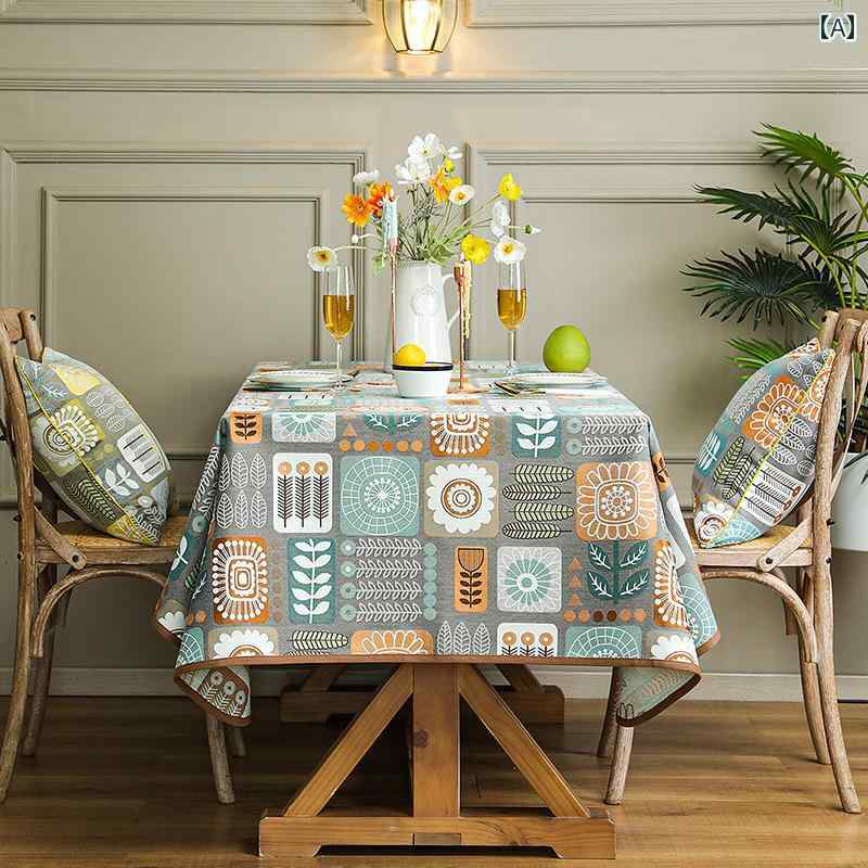 テーブル クロス マット おしゃれ 高級感 蓬莱 ローズガーデン 防水 綿 リネン 北欧 ライト 長方形 ラウンド