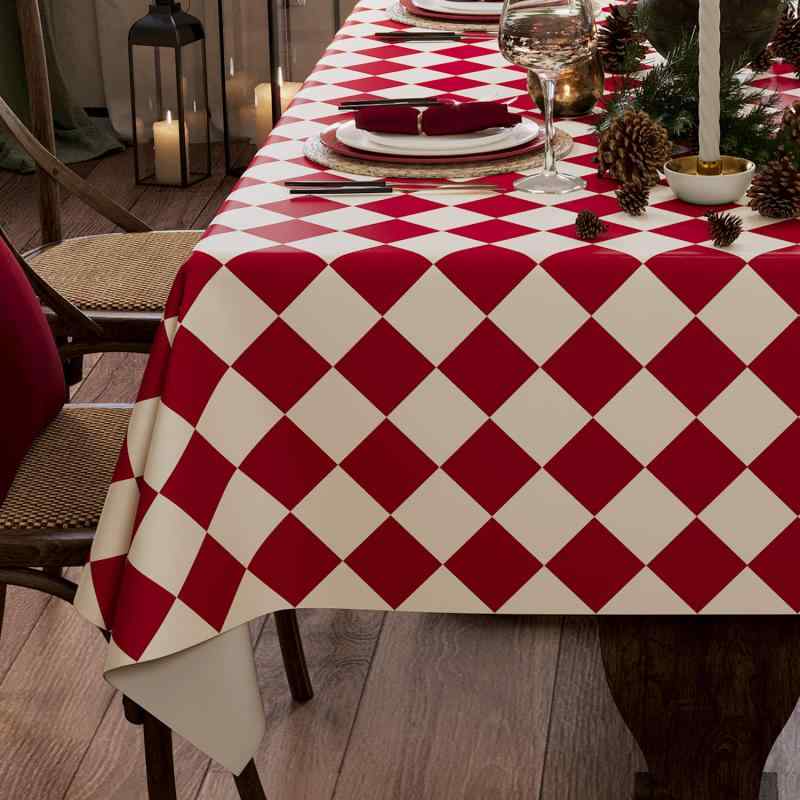 テーブル クロス マット おしゃれ 結婚式 クリスマス 雰囲気 洗濯不要 耐油性 防水 チェック 柄 リビング ルーム レッド グリーン