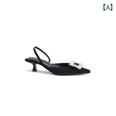 パール装飾 ハイヒール ポインテッドトウシューズ 女性 レディース ウェディングシューズ ラインストーン レース ワンステップ スティレット