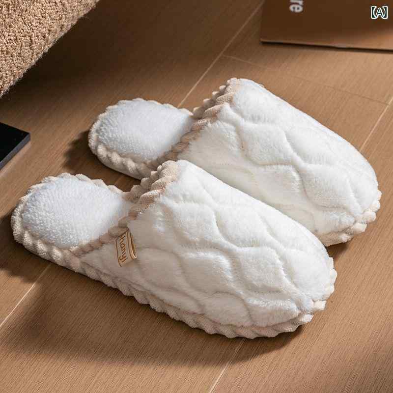 ルームスリッパ 暖かい コットン スリッパ 秋冬 厚底 カップル ぬいぐるみ ウェーブツイスト 滑り止め ..