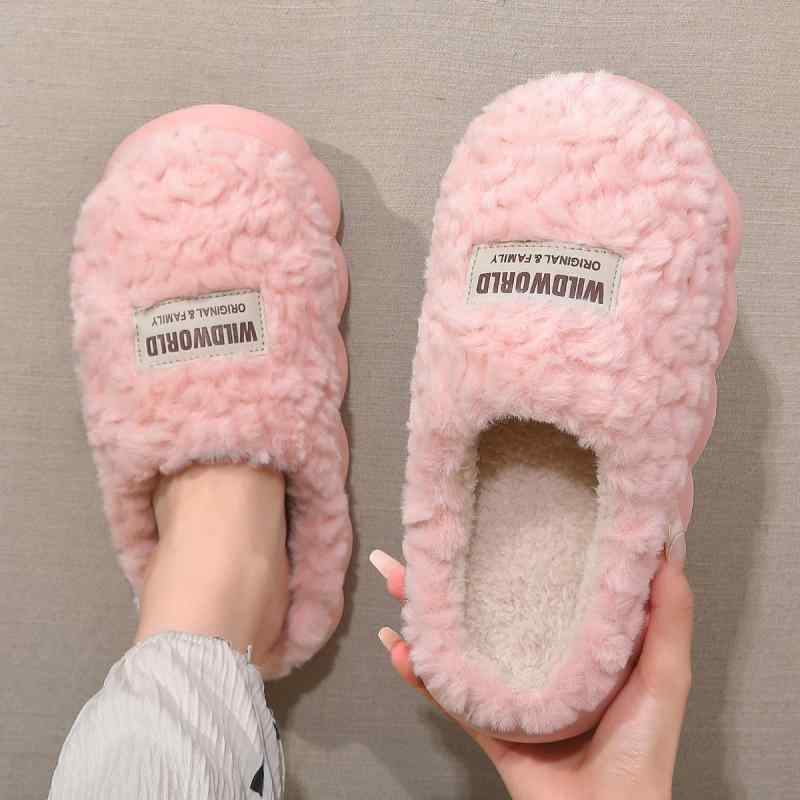 ルームスリッパ 暖かい 厚底 綿 スリッパ 女性 秋冬 ぬいぐるみ 裏起毛 シンプル 保温 家庭用 ピンク ..
