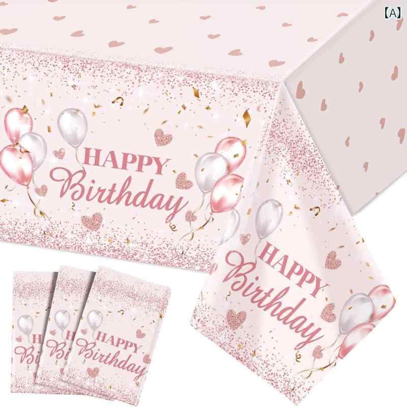 パーティー用 テーブルカバー クロス バルーン 子供 誕生日 スイートガール 使い捨て プラスチック ピンク