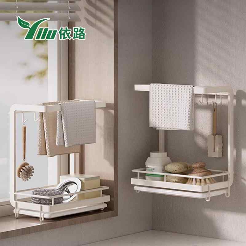 スポンジ ホルダー 台所 キッチン ラック 便利 シンク 排水 収納 アーティファクト 雑巾 金たわし ブラシ ラグ タオル 蛇口 ふきん 専 水 切り ホワイト ブラック ガングレー