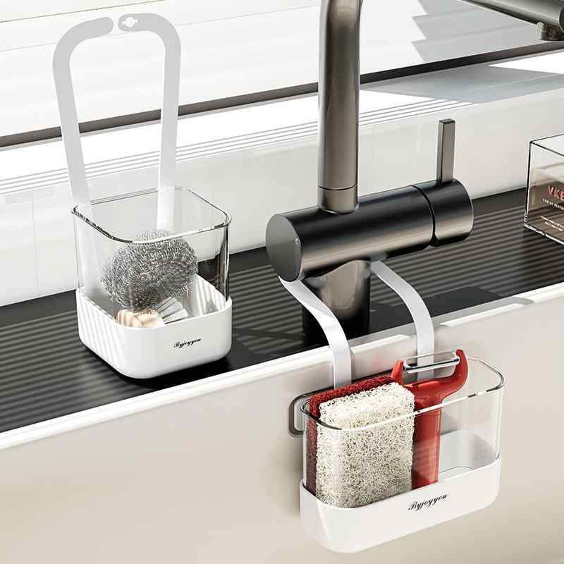 スポンジ ホルダー 台所 キッチン ラック 便利 シンク バスケット 排水 収納 アーティファクト 金たわ..
