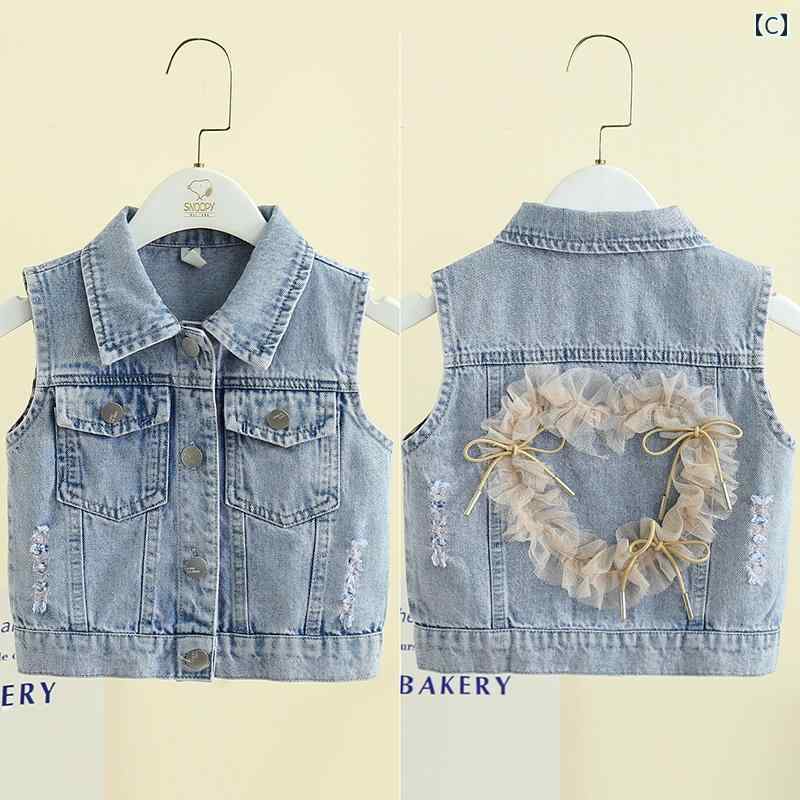 デニムベストキッズ 2024年 新 子供用 カジュアル ファッション ストリート おしゃれ ゆったり クール かわいい 暖かい チョッキ 女の子 3