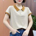 ティアード チュニック ブラウス ぽわん袖 レディース 2024 夏 レディース t シャツ 半袖 ポロ 襟 ファッション 減 齢 襟 上着 女性 洋 気 顕