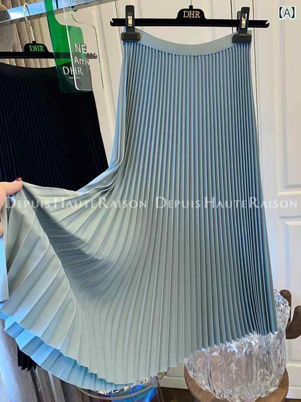 箔プリーツスカート マキシスカート ロングスカート ドレープスカート ハイウエスト レディース Aライン ファッション おしゃれ