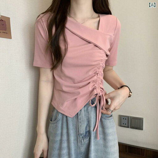 ティアード チュニック ブラウス ぽわん袖 レディース 不規則な 斜め 襟の 半袖 t シャツ レディース 夏の 新型 ネットの 赤い 甘さの 感は 独特です。x2 ティアード チュニック ブラウス ぽわん袖 レディース 不規則な 斜め 襟の 半袖 t シャツ レディース 夏の 新型 ネットの 赤い 甘さの 感は 独特です。x2