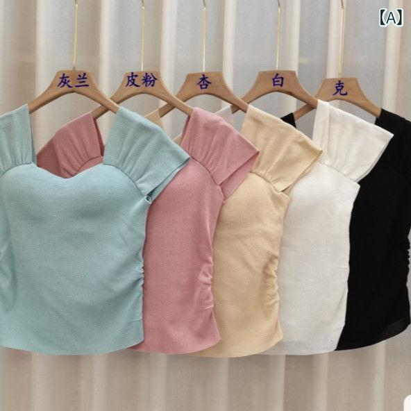 ティアード チュニック ブラウス ぽわん袖 レディース フランスの 優しい 淑女 風の 方 襟の 鎖骨の 感の t シャツ 夏の 新型の 緑色は 白い しわのの 上着を 現します。x2