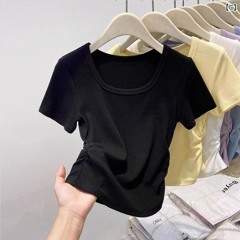 ティアード チュニック ブラウス ぽわん袖 レディース 夏の 新型 韓国 半袖 t シャツ 女子 学生が 身を 修めています。