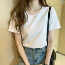 レディース ノースリーブ 綿 無地 レディース ノースリーブ 綿 無地 女性用 右 肩 半袖 白 Tシャツ 夏用 コットン レディーストップス ラウンドネック ゆったり レイヤリング シャツ スリム Tシャツ