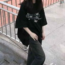 レディース 綿 オーバーサイズTシャツ アメリカン スタイル オフショルダー 半袖 女子 学生 大きいサイズ mm スタイル コットン Tシャツ 夏の 半袖 トップ