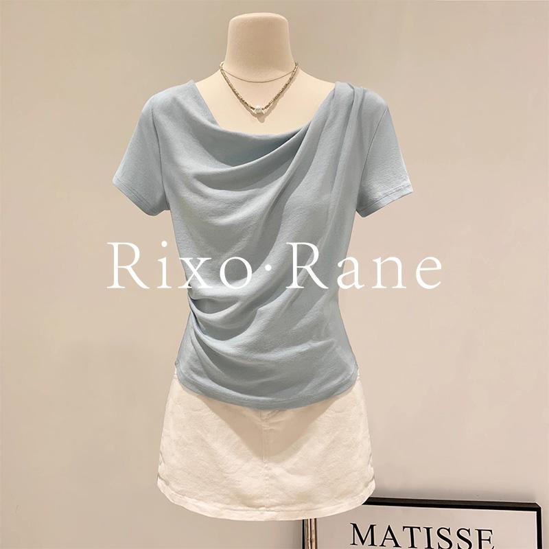 レディース トップス カットソー Tシャツ 半袖 ドレープネック カウルネック オフショルダー 肩出し オ..