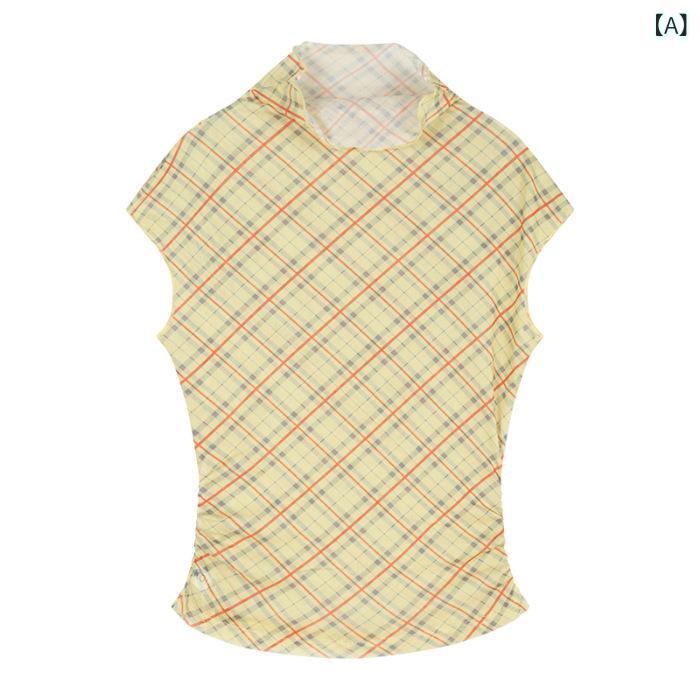 ティアード チュニック ブラウス ぽわん袖 レディース 半高 襟 半袖 t シャツ 女性 夏 2025 アメリカ ギャル 臍 短い 上着 大衆 感 格子 t シャツ