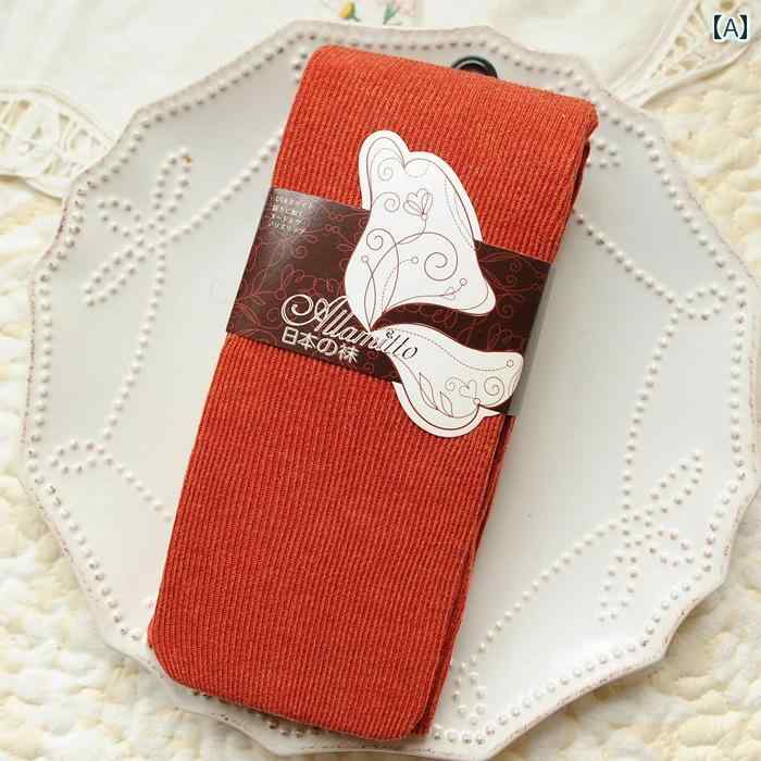 タイツ おしゃれ ファッション レギンス ストッキング ソックス 秋冬 スリム ラムウール コットン 縦ストライプ オレンジ グリーン ホワイト