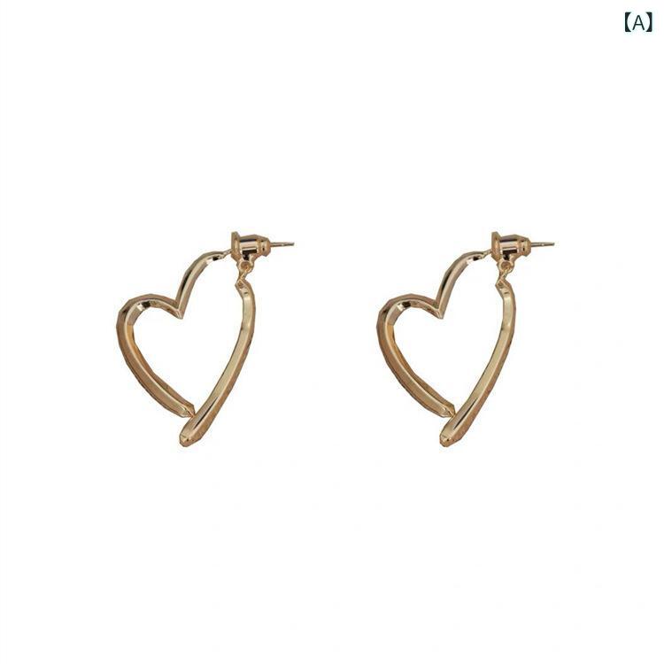 ピアス ハート ピアス ハート の ハイエンド イヤリング メタル ラブ イヤリング 電気 メッキ リアルゴールド 秋冬 イヤリング フレンチ イヤリング 女性用