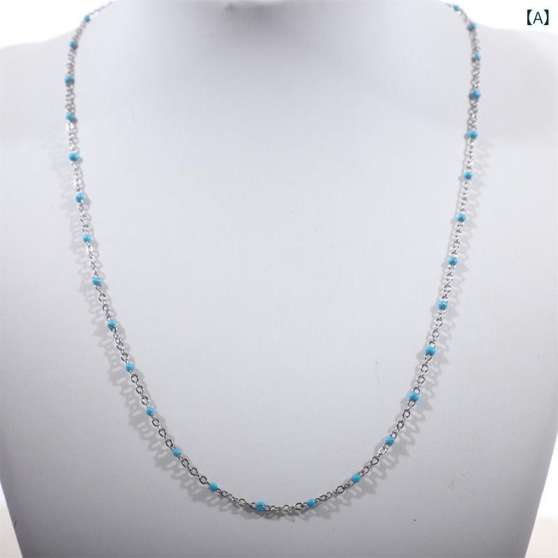 ネックレス レイヤード ネックレス 重ね付け おしゃれ レイヤード ネックレス 重ね付け おしゃれ 金 億 源 ステンレス ビーズ チェーン ネックレス チタン 鋼 滴 釉薬 保 色 ネックレス 十字 エナメル ドーパミン カラー 女