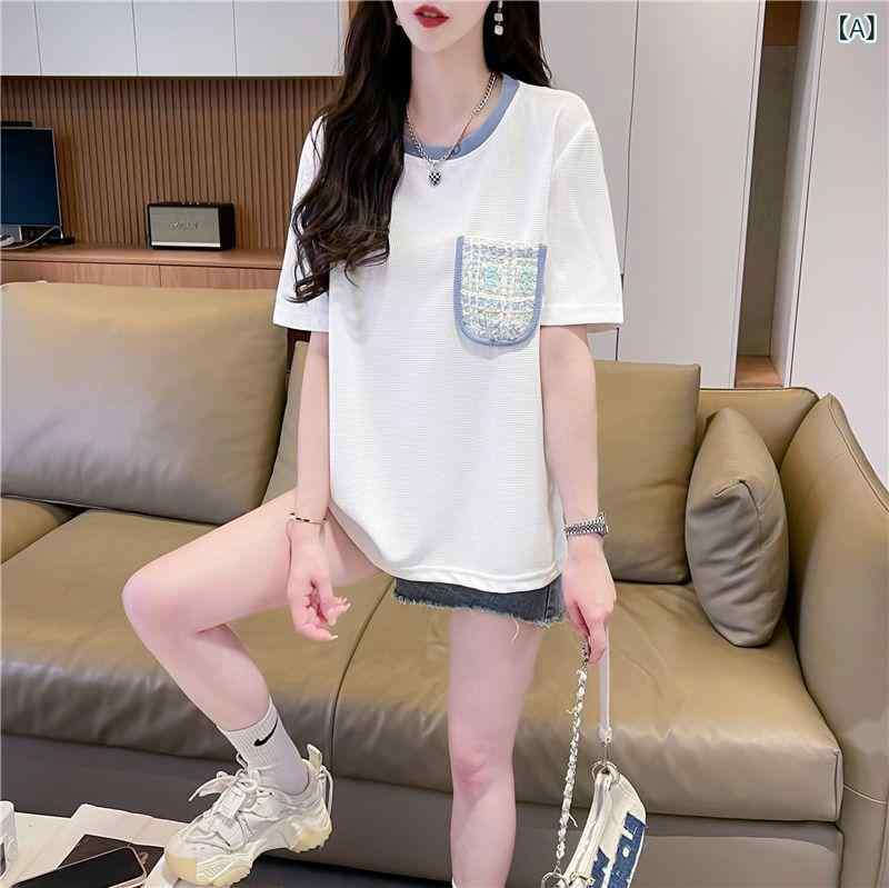 ブラウス レディース 半袖 ワッフル生地 ワッフル 半袖 t シャツ 女性 夏 2025 新型 韓国 ゆるい 大き..