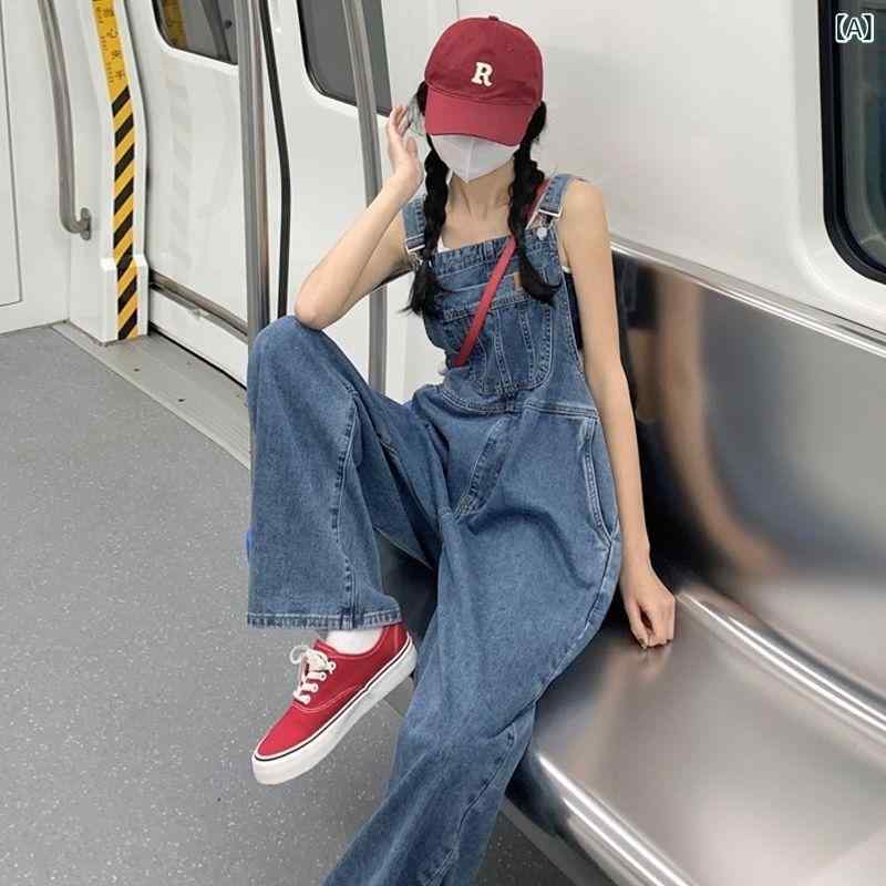 レディース ワイドパンツ ひんやり デニムの 背もたれの ズボンの レディース 韓国 ゆったりしている ..