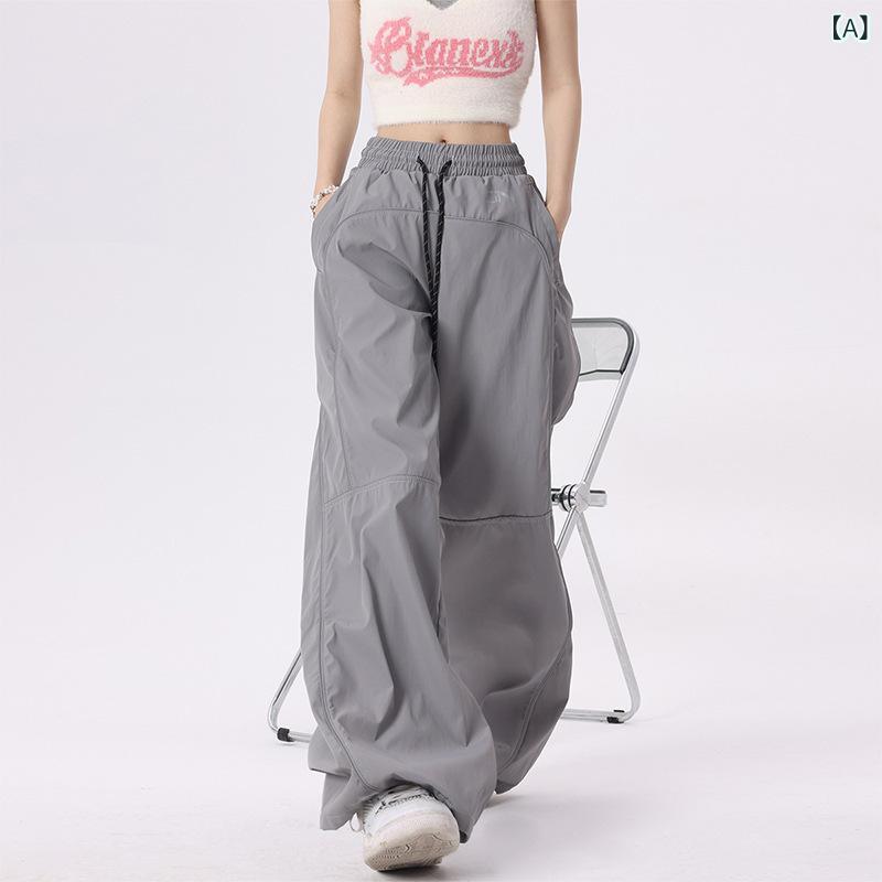 レディース ワイドパンツ ひんやり アメリカ 広い 足の カジュアル スポーツ ズボンの レディース 春の..