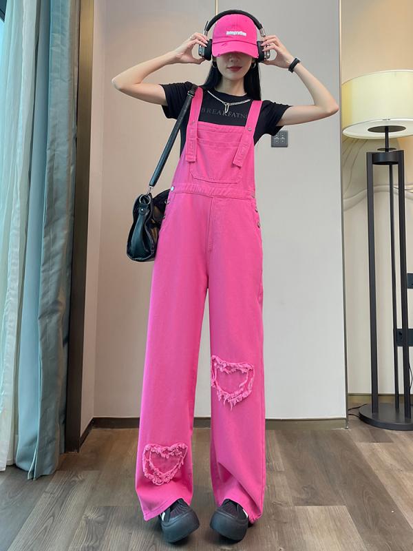 レディース ワイドパンツ ひんやり クールな 塩 ミルク スイート デニムオーバーオール ワイド レッグ ..