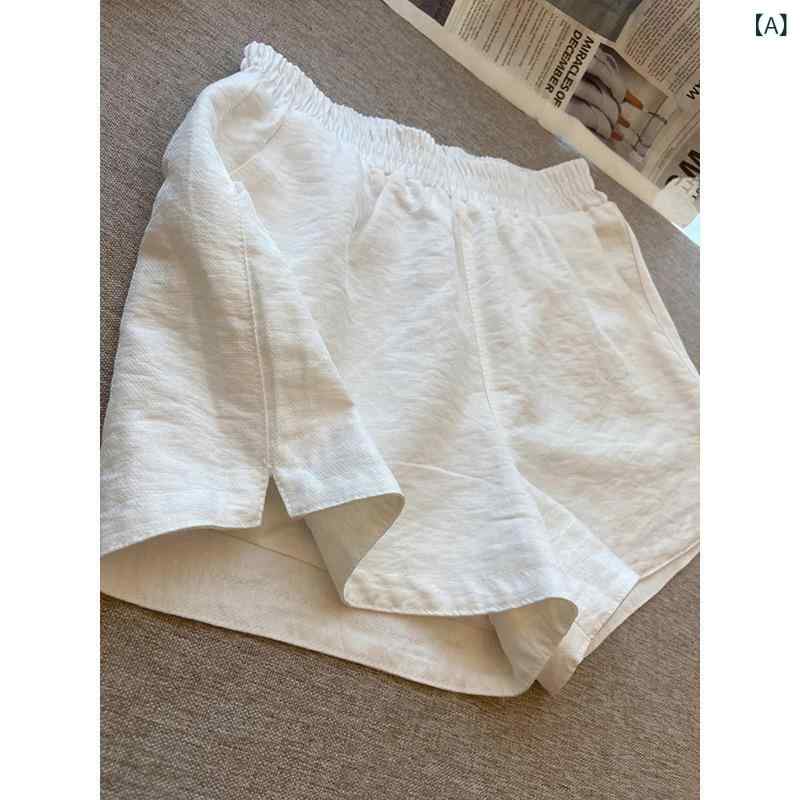 レディース パンツ イージーパンツ 夏用の 女性用 コットン ホワイト スリット 通気性 ショーツ 薄くて ゆったり 小柄な 人向け 万能で スリム カジュアル パンツ
