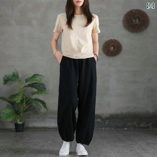 レディース パンツ イージーパンツ 454 コットンと リネンの レトロ ブルマ レディース 2025 春夏の レギンス 無地 カジュアル パンツ レディース パンツ イージーパンツ 454 コットンと リネンの レトロ ブルマ レディース 2025 春夏の レギンス 無地 カジュアル パンツ